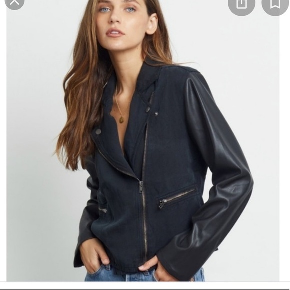 New - Rails faux leather mix moto jacket - Picture 2 of 5